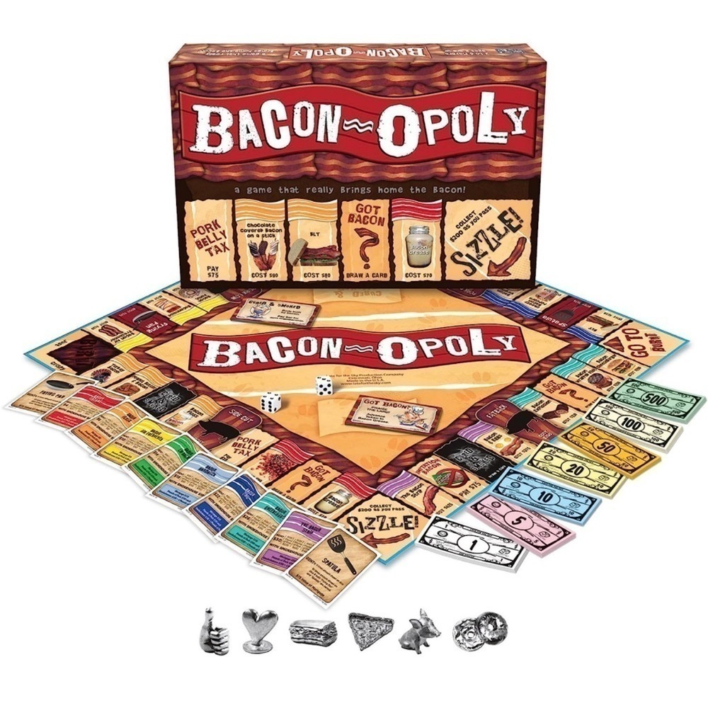 New In Box Bacon-Opoly Board Game Ages 8 & Up